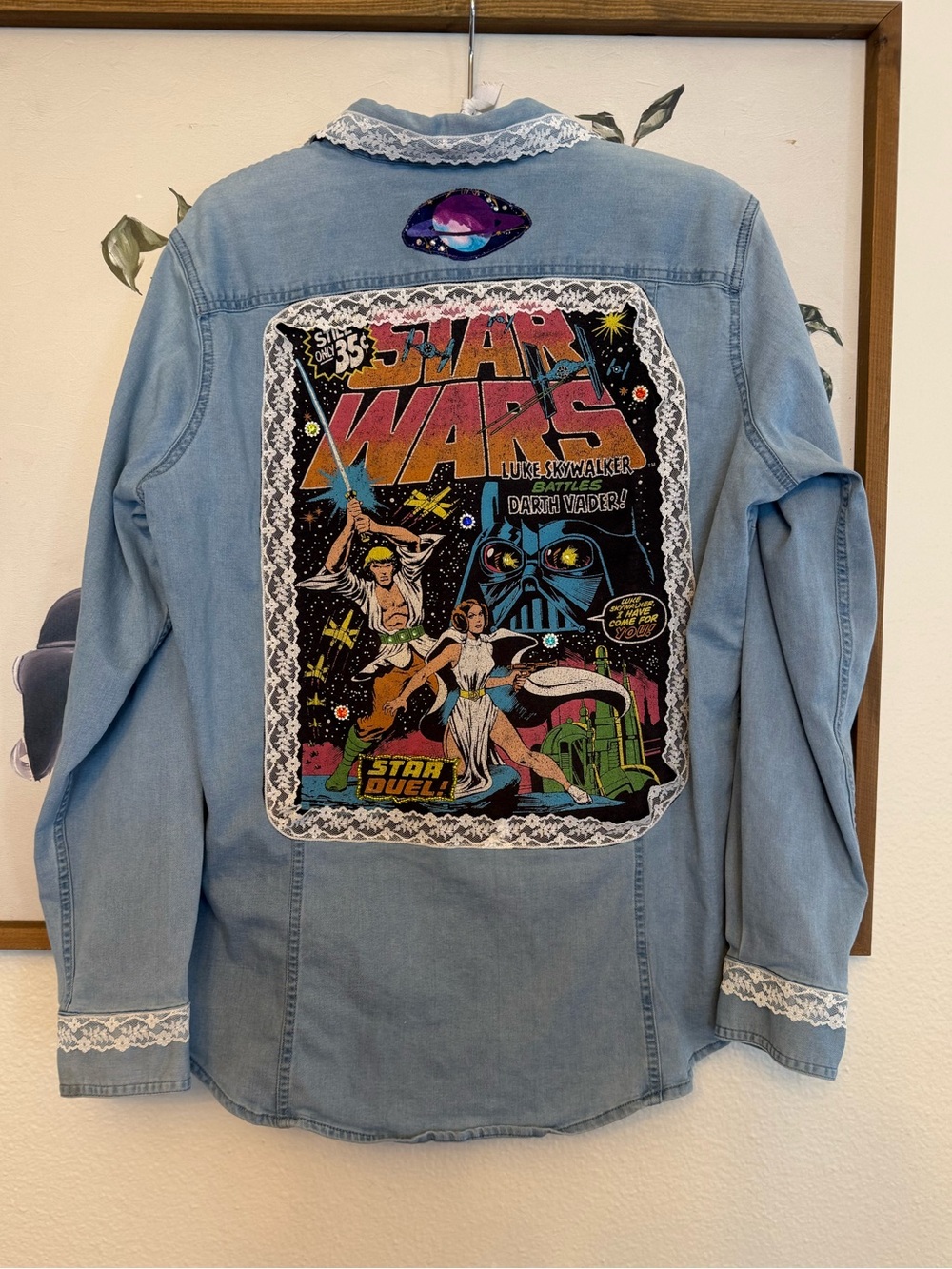 Star Wars‎ Graphic Denim Button Down with Lace Trim